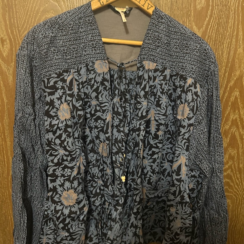 Free People Blue Floral Blouse